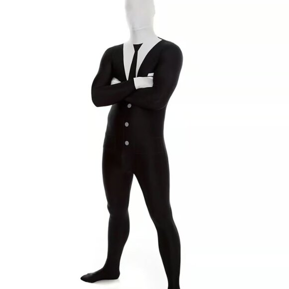 Slender Man Costume Adult Halloween 2ND SKIN BODY SUIT MORPHSUIT VARIOUS SIZES! - Picture 1 of 7